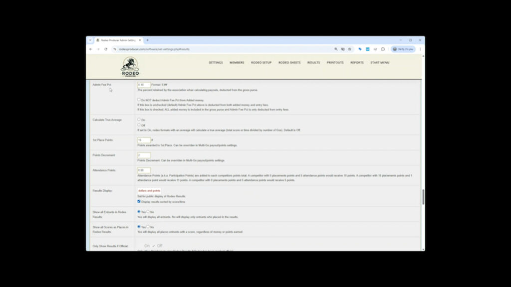 Rodeo Producer Settings Admin Fees - Org Admin Fee Pct Rodeo Producer Settings Admin Fees - Org Admin Fee Pct