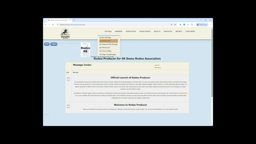 Rodeo Producer Settings Admin Fees - Select Rodeo Producer Settings Admin Fees - Select