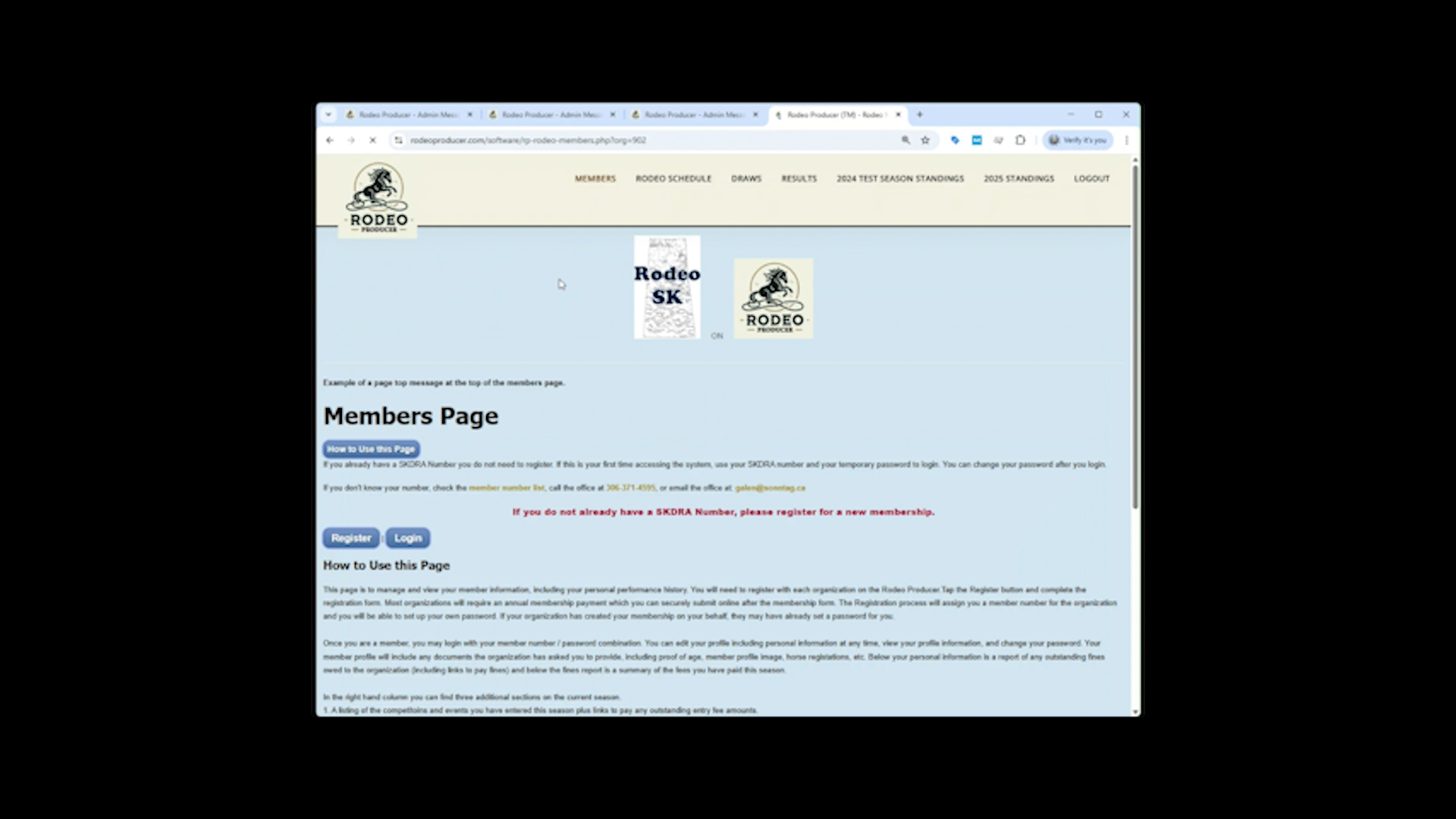 Rodeo Producer - Settings - Page Top - sample message