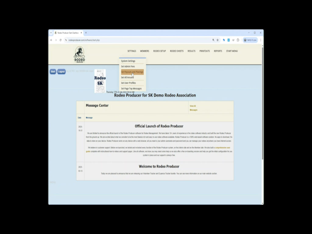 Rodeo Producer - Settings - Payouts and Placings - Menu Link Rodeo Producer - Settings - Payouts and Placings - Menu Link