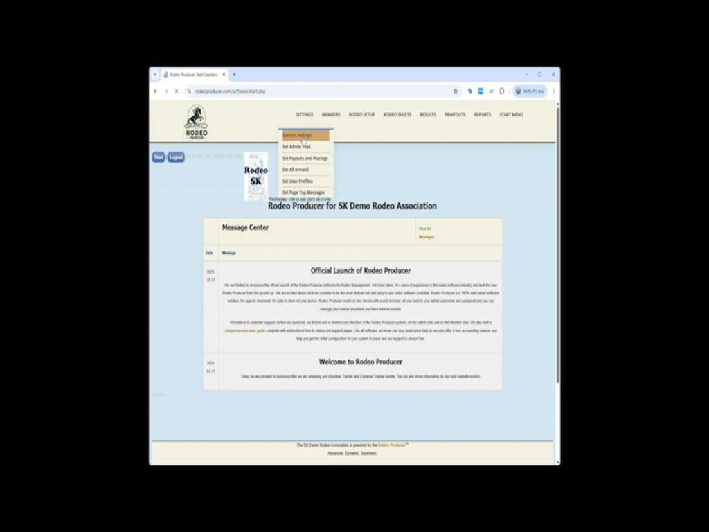 Rodeo Producer - Settings - System Settings - Account - choose System Settings