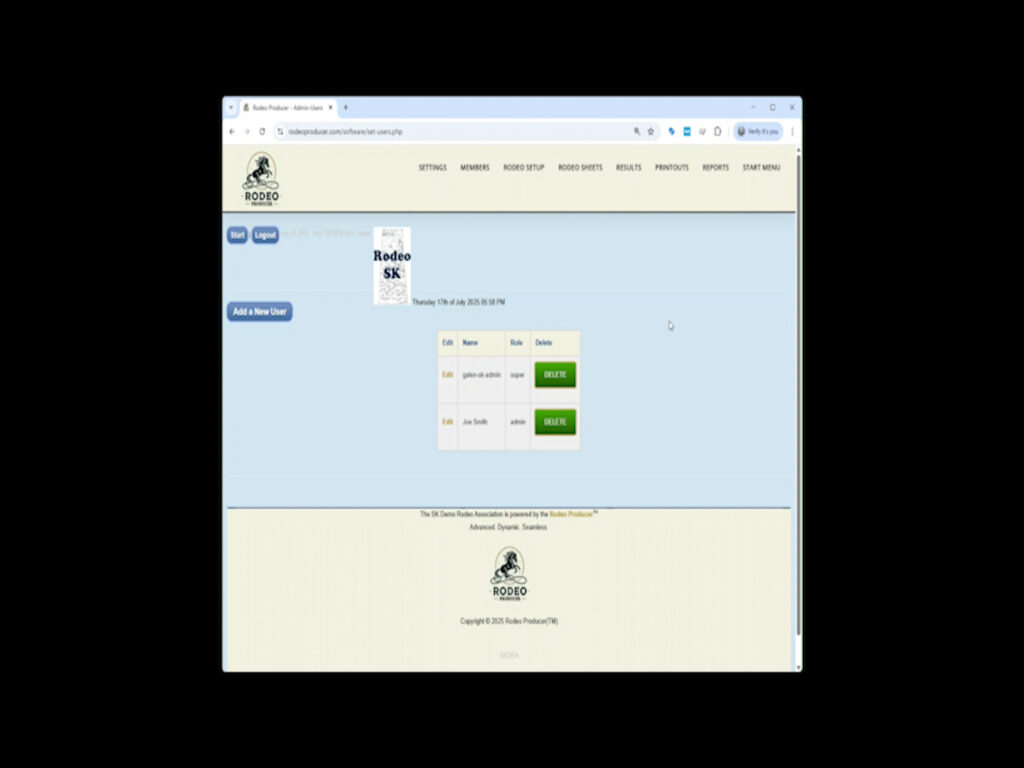 Rodeo Producer - Settings - User Profiles - table of two Rodeo Producer - Settings - User Profiles - table of two