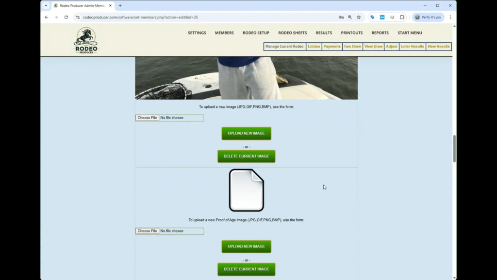Rodeo Producer - Members - Set Members - Edit Member Images