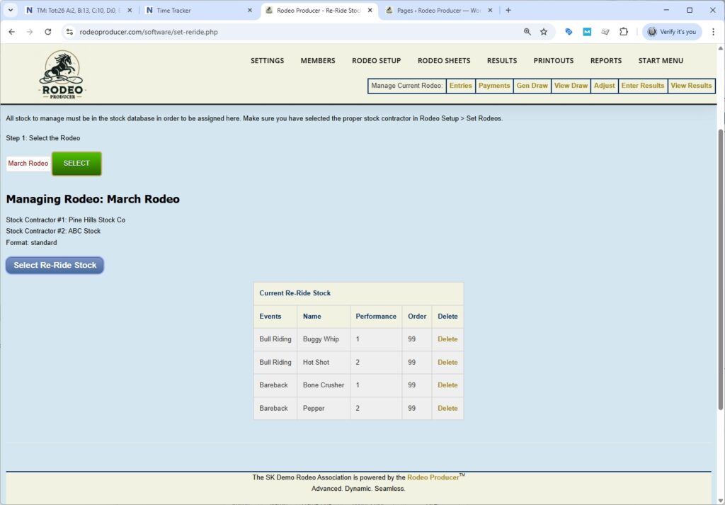 rodeo producer - rodeo setup - set re-ride stock - bull riding