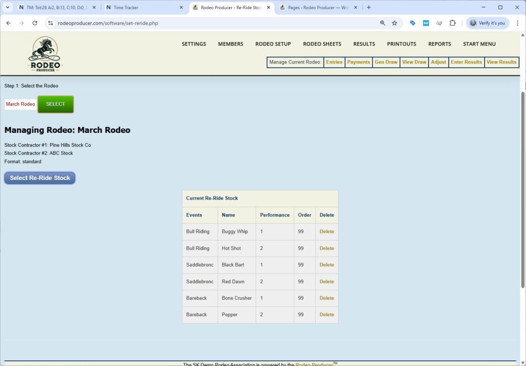 rodeo producer - rodeo setup - set re-ride stock - saddlebronc