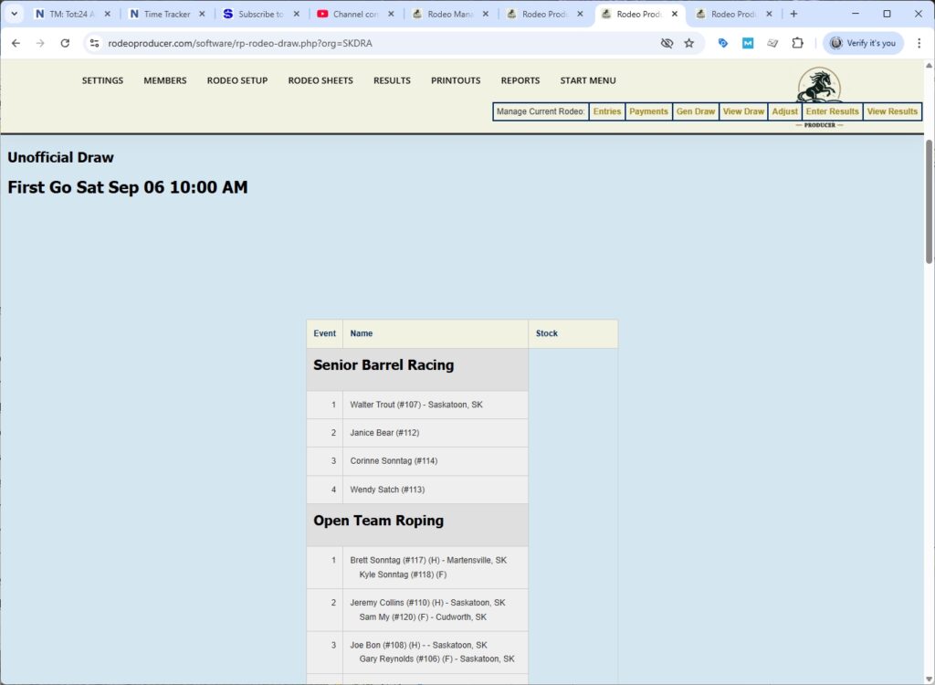 rodeo producer - advanced - 2 go plus average - draw preview - 1