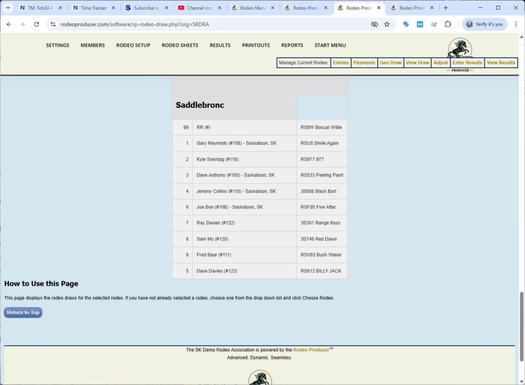 rodeo producer - advanced - 2 go plus average - draw preview - 2