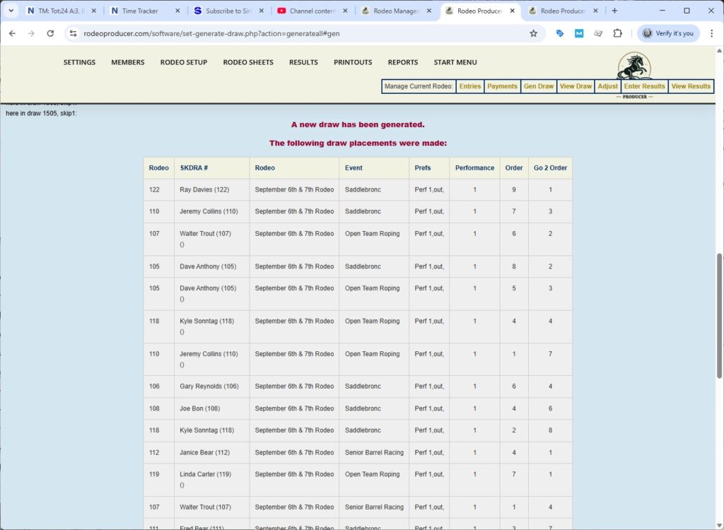 rodeo producer - advanced - 2 go plus average - generate draw - 5