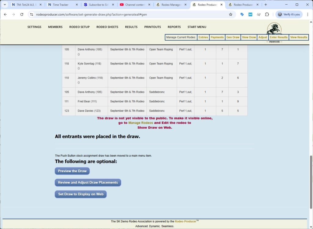 rodeo producer - advanced - 2 go plus average - generate draw - 6