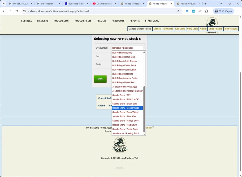 rodeo producer - advanced - 2 go plus average - re-ride