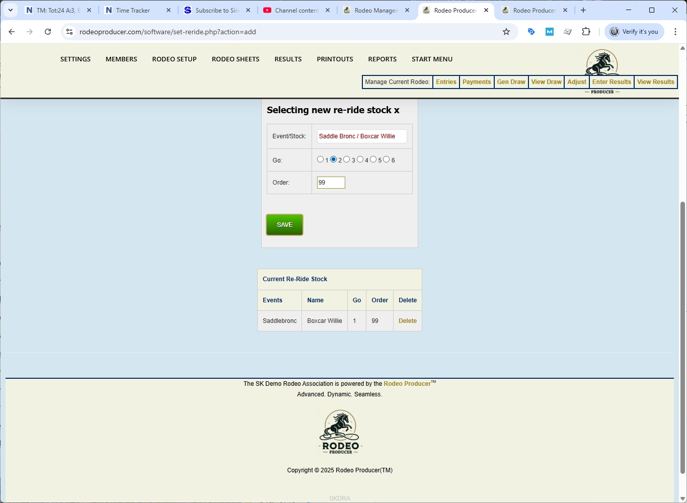 rodeo producer - advanced - 2 go plus average - re-ride - 2