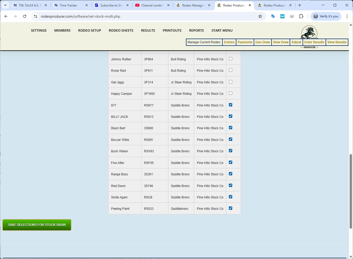 rodeo producer - advanced - 2 go plus average - set stock - 2