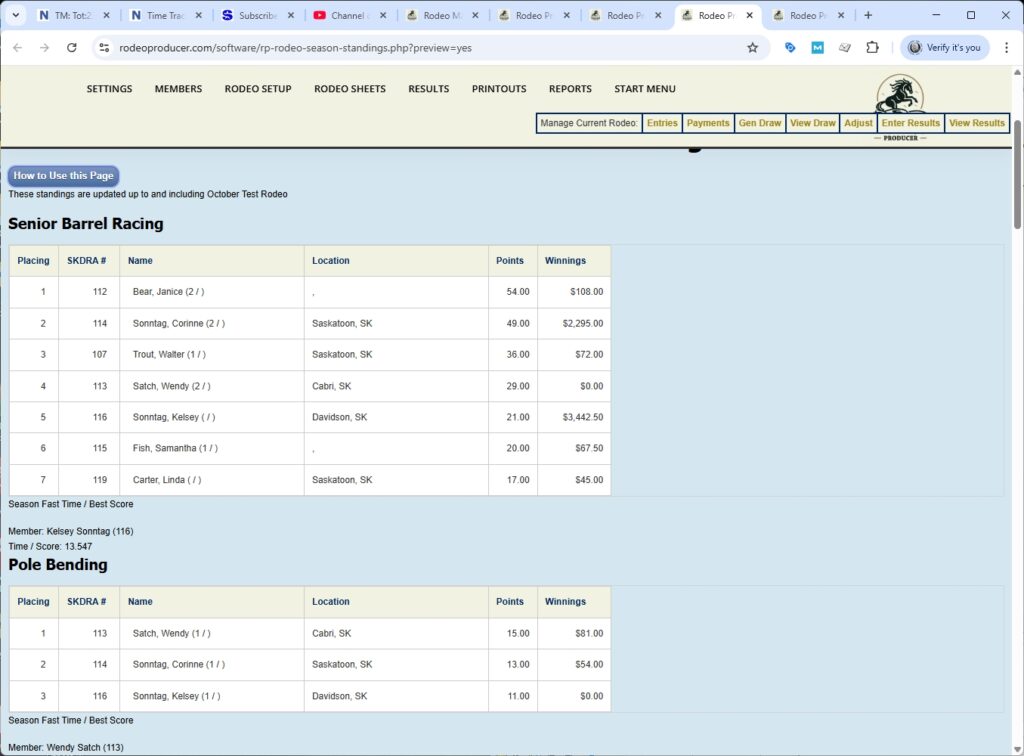 rodeo producer - advanced - 2 go plus average - standings preview -1