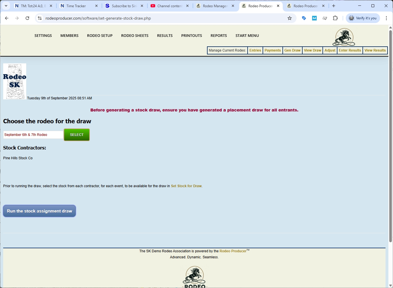 rodeo producer - advanced - 2 go plus average - stock draw - 1