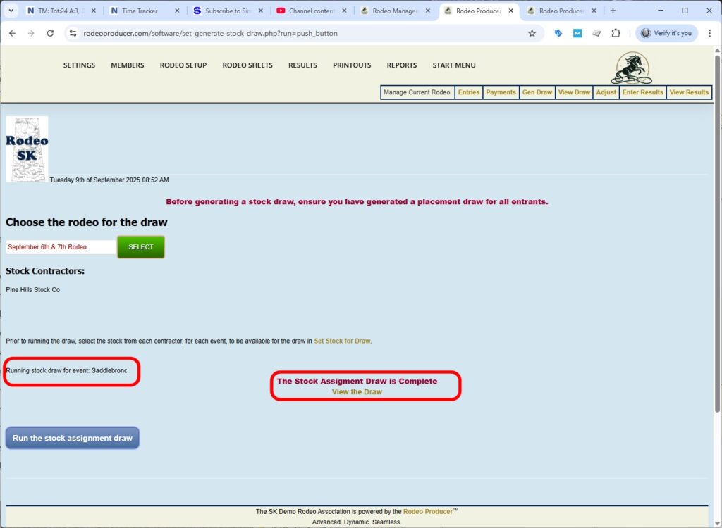 rodeo producer - advanced - 2 go plus average - stock draw - 2