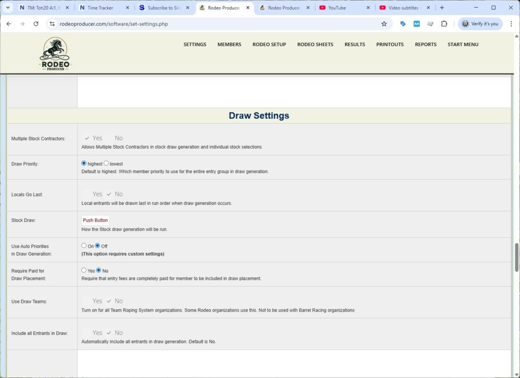 rodeo producer - advanced settings - system settings - part III - draw