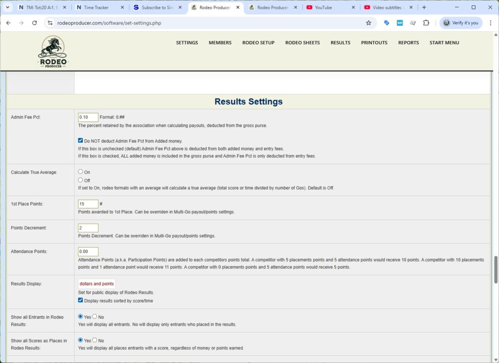 rodeo producer - advanced settings - system settings - part III - results - 1