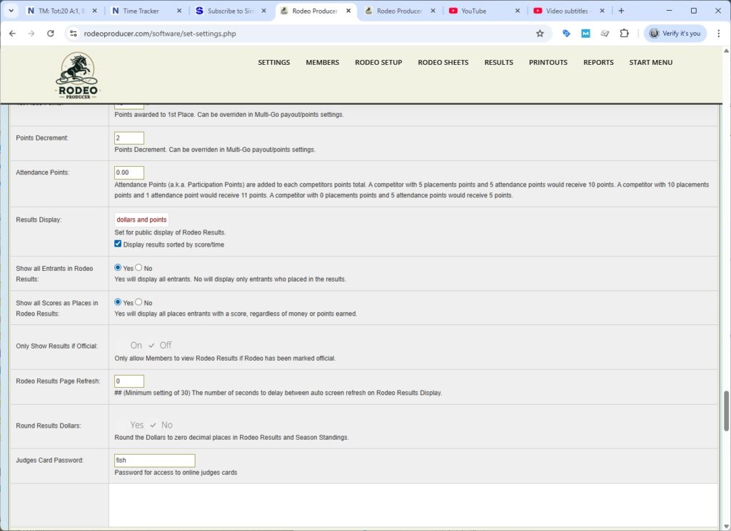 rodeo producer - advanced settings - system settings - part III - results - 2