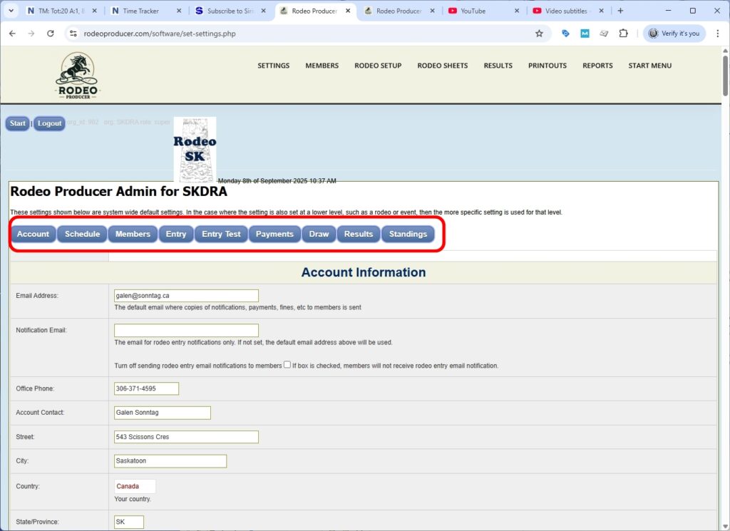 rodeo producer - advanced - system settings - part I - 1