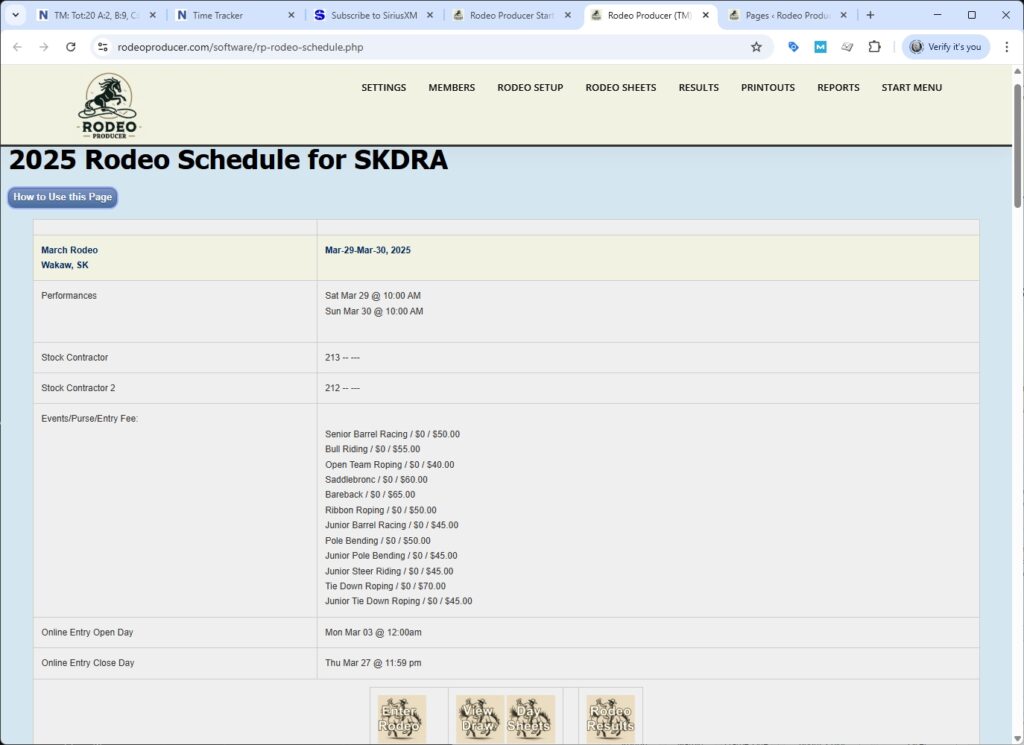 rodeo producer - start menu - member view - schedule rodeo producer - start menu - member view - schedule