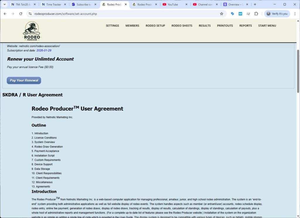 rodeo producer - start menu - your account - user agreement rodeo producer - start menu - your account - user agreement