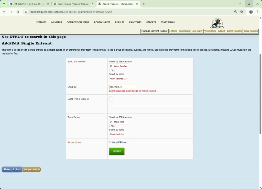 rodeo producer - team roping producer - set entries - p1d1-detail rodeo producer - team roping producer - set entries - p1d1-detail
